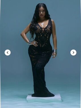 Fashion Nova Black Crochet Maxi Dress - Women